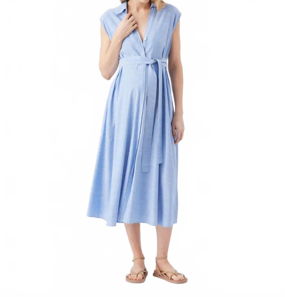 NEW RIPE abby stripe shirt dress -maternity in blue/ white